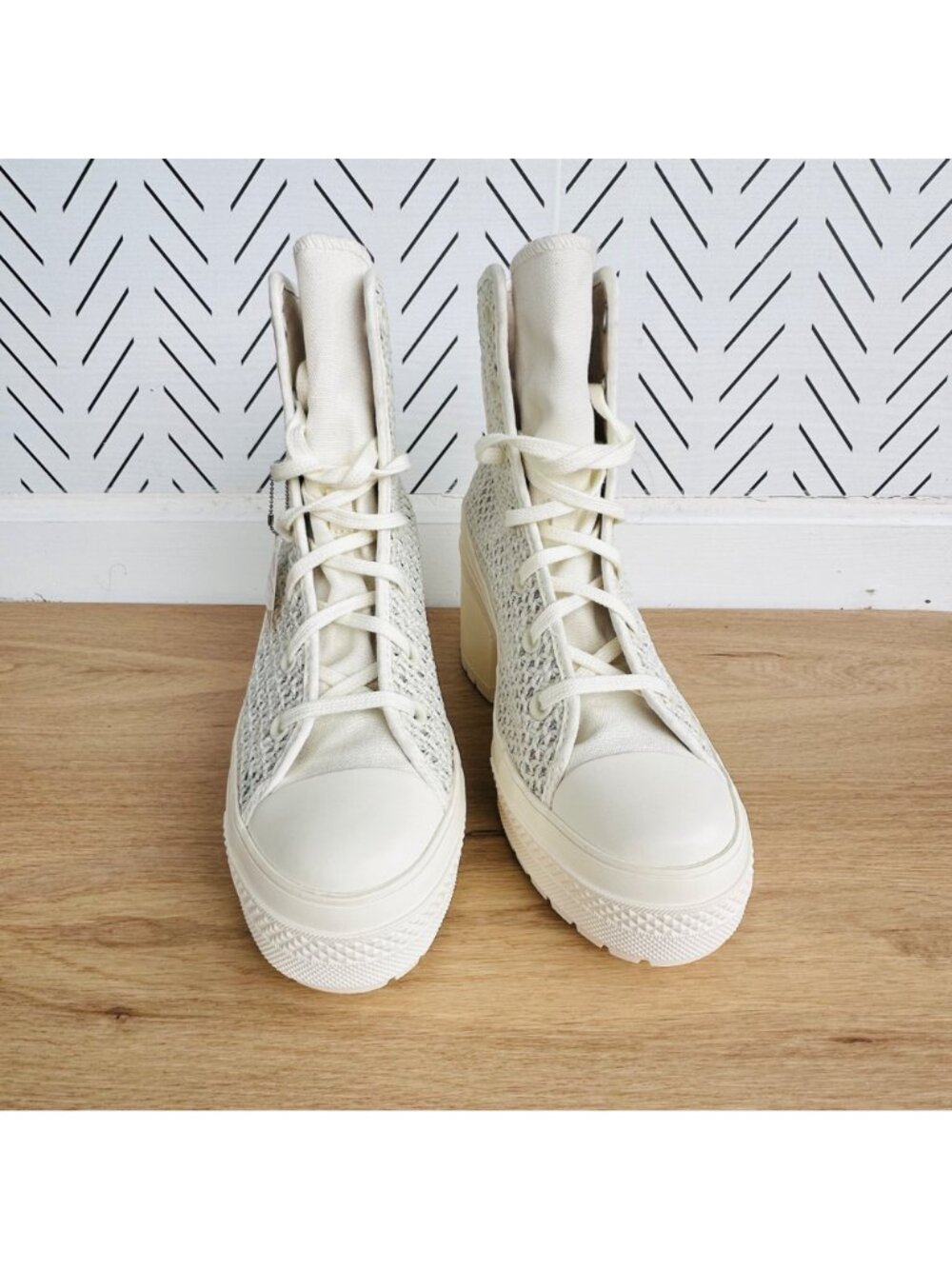 ⭐Converse Chuck 70 De Luxe Heel Platform Knit Sz 7 Men Shoes Egret Boots A07535C - Picture 3 of 9
